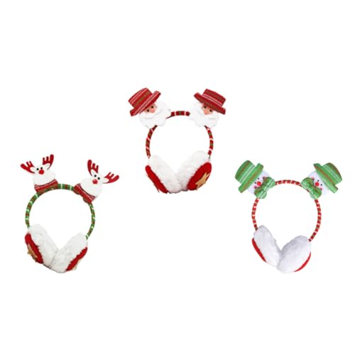 BESPORTBLE 3 Stück Teiliges Weihnachts Haarreif mit Niedlichen Weihnachts Ohrenwärmern Festliches Karneval Kopfschmuck Accessoire für Erwachsene und Party und Familienfeier Deko von BESPORTBLE