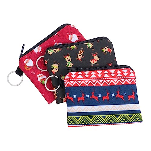 BESPORTBLE 3 Stück Teiliges Weihnachts Münzgeldbeutel Tragbare Kleingeldbörse mit Niedlichem Weihnachtsmann Langlebig Formbeständig für und Schlüsselaufbewahrung von BESPORTBLE