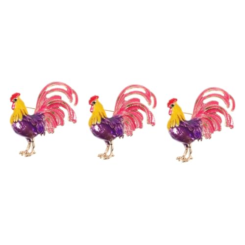 BESPORTBLE 3 Stück Tierbrosche Pin Backs Damen Pins Anstecknadel Pin Broschen Hahn Brosche Pin Ästhetische Hahn Pin Metall Brosche Pin Dekorative Pin Dekorative Brosche Pin Hüte Pin von BESPORTBLE