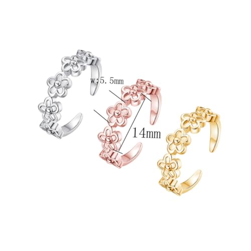 BESPORTBLE 3 Stück Verstellbare Zehenringe Knöchelring Fußschmuck Damen Modisch Weiß Gold Roségold Für Alltag Party Geburtstag Valentinstag von BESPORTBLE