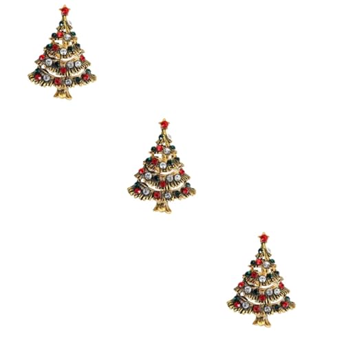 BESPORTBLE 3 Stück Weihnachtliche Brosche Frauen Anstecknadel Leichtes Design Weihnachtsbaum Strass Schmuck für Kleidung und Taschen Festliche Dekoration Geschenkidee von BESPORTBLE