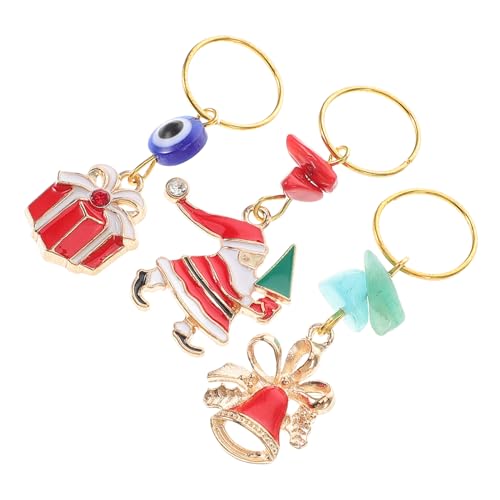 BESPORTBLE 3 Stück Weihnachtliche geflochtene Haarringe weihnachtsgeschenk weihnachtsdekoration Weihnachtsanhänger für Schmuckherstellung Weihnachts-Schlüsselanhänger Legierung von BESPORTBLE