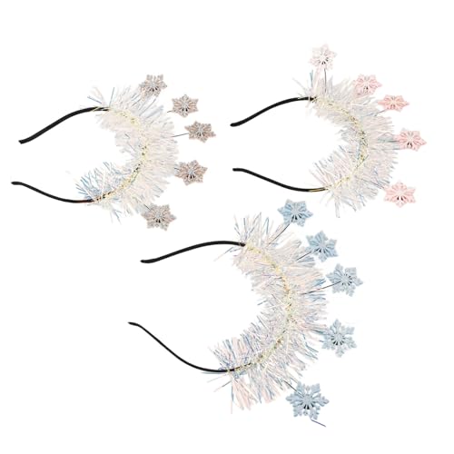 BESPORTBLE 3 Stück Weihnachts-stirnbänder, Glitzernde Schneeflocken-haarbänder, Weihnachts-kopfbedeckung, Kostüm, Neujahrs-stirnband von BESPORTBLE