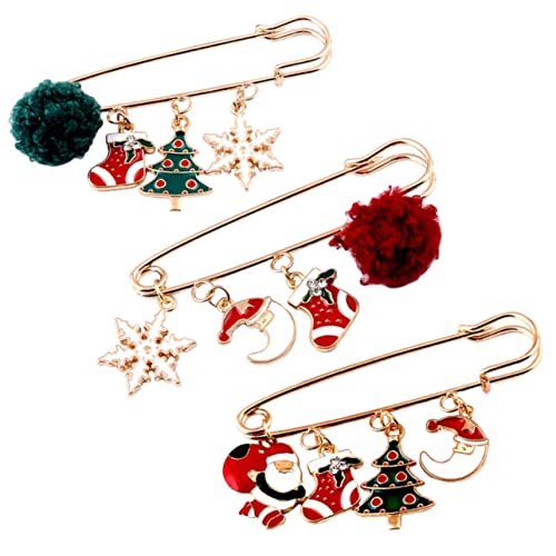 BESPORTBLE 3 Stück Weihnachtsbrosche Teiliges Legiertem Material Langlebige Anstecknadeln für Damen Dekorative Schal und Pulloverbroschen Geschenkidee für Weihnachten und Festliche Anlässe von BESPORTBLE