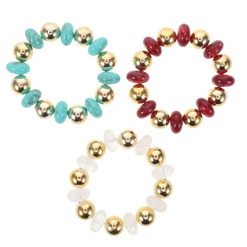 BESPORTBLE 3-teiliges unregelmäßiges Acrylarmband – Kreisförmige geometrische Damenperlenarmbänder – Stapelbarer Sommer-Strandschmuck – Elastische Perlen-Fußkettchen von BESPORTBLE