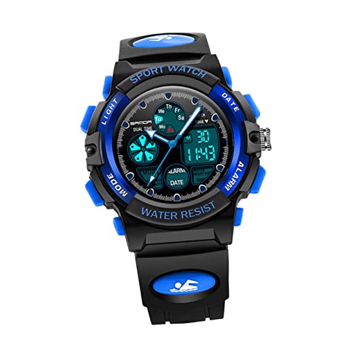 BESPORTBLE 30m Kid Digital Watch Für Jungen Und Mädchen wasserdichte -Armbanduhr Mit Alarm Kalender Und Stoppuhr Multifunktionale Sportuhr Für Junge Mädchen Von Jahren Schwarz Blau von BESPORTBLE
