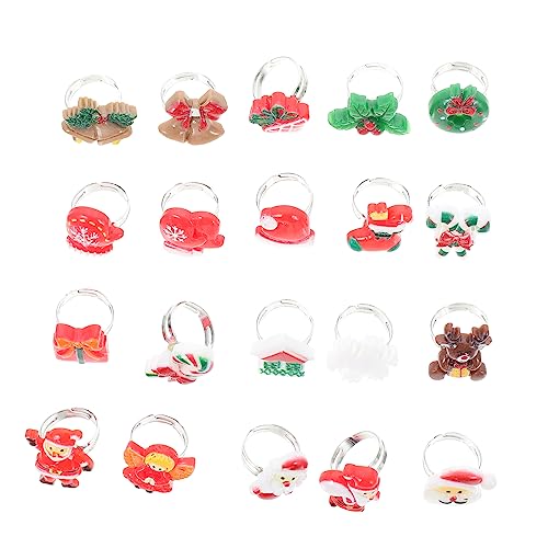 BESPORTBLE 36 Stück Teiliges Ring Weihnachtsmotiv Bunte Cartoon Ringe aus Hochwertigem Material Verstellbare Finger Ringe für Mädchen und Jungen für Weihnachtsfeier und Kinderparty von BESPORTBLE