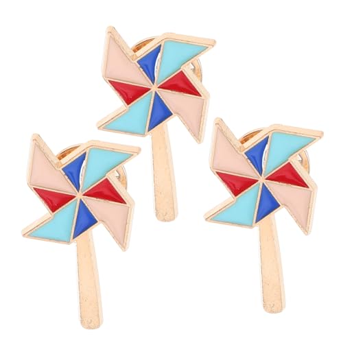 BESPORTBLE 3stücke Anstecknadeln Aus Zinklegierung Bunte Emaille-windrad-broschen Für Hut Rucksack Anzug Elegante Kleidungszubehör Kleine Windrad-reversnadel von BESPORTBLE