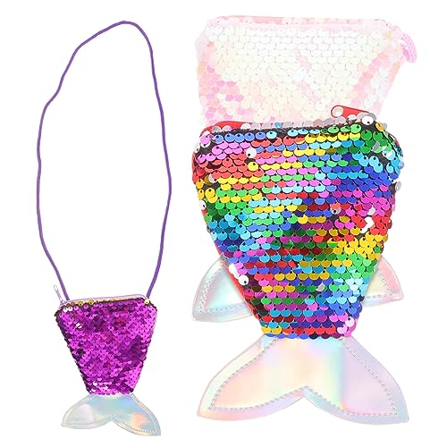 BESPORTBLE 3stücke Meerjungfrauenschwanz-geldbörse Aus Hochwertigen Materialien Pailletten-meerjungfrauenschwanztasche Für Mädchen Geeignet Für Täglichen Gebrauch Einkaufen Und Partys Mit von BESPORTBLE