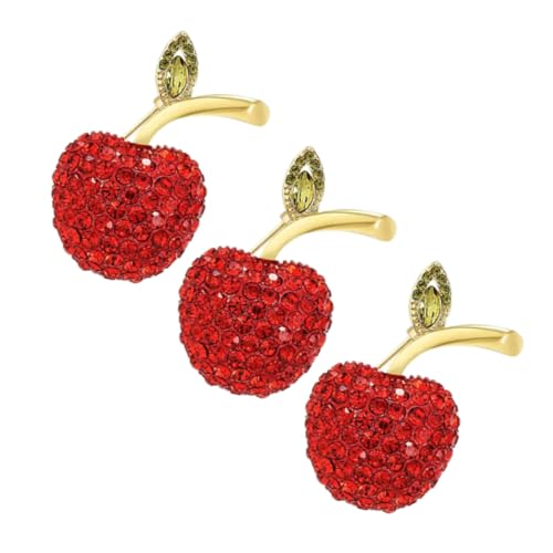 BESPORTBLE 3stücke Kerben Broschennadel Mit Strasssteinen in Apfelform Sicherer Halt Für Damenkleider Schals Und Jacken Einzigartiger Schmuck Für Jeden Anlass von BESPORTBLE
