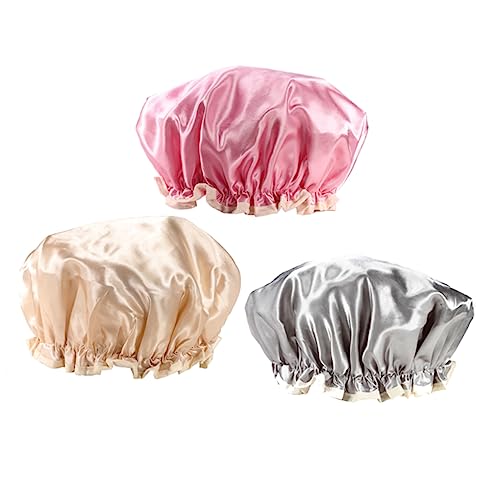 BESPORTBLE 3stücke Wasserdichte Badekappen Für Damen Aus Peva Und Polyester Mit Elastischem Kordeldesign Für Hohen Tragekomfort von BESPORTBLE