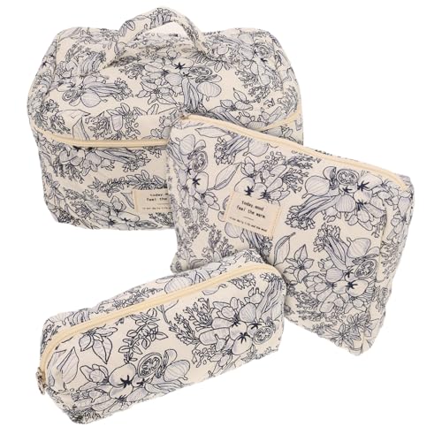 BESPORTBLE 3stücke Kosmetiktasche Mit Blumenmuster Baumwolle Make-up-Tasche Reise-kulturbeutel-Organizer Aufbewahrungsbox Für Kosmetika Hautpflegeprodukte von BESPORTBLE
