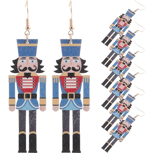 BESPORTBLE 4 Paar Nussknacker-ohrringe: Kreative Weihnachts-nussknacker-tropfenohrringe, Süßer Schmuck für Damen Und Mädchen, Festlicher Ohrschmuck für Die Weihnachtsfeiertage von BESPORTBLE