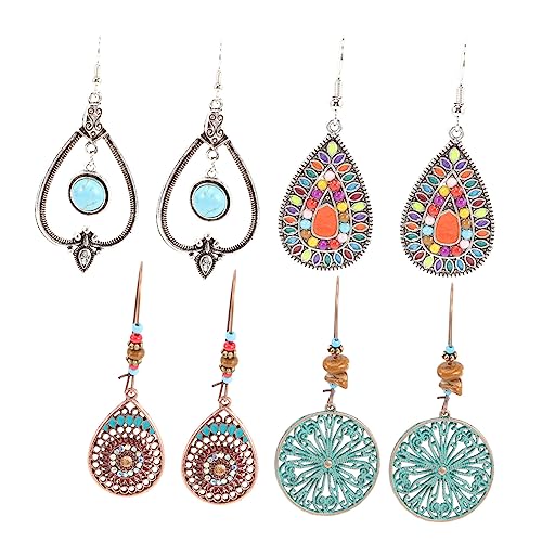 BESPORTBLE 4 Paare Boho Ohrhänger Türkis Ohrringe Retro Ethno Stil Damen Schmuck Geschenk Alltag Party BESPORTBLE 4 Paare Boho Ohrhänger Türkis Ohrringe Retro Ethno Stil Damen Schmuck Geschenk Alltag Party von BESPORTBLE