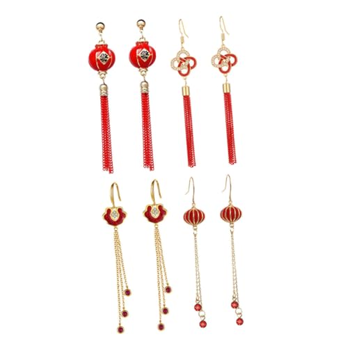 BESPORTBLE 4 Paare Chinesische Quastenohrringe Damen Vintage Ohrhänger Leicht Elegant Festlich für Frauen und Mädchen Traditionelles Design Komfortabel für Partys und Neujahrsfeiern von BESPORTBLE