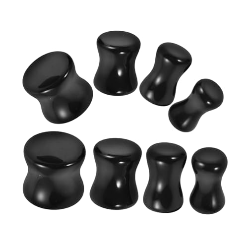 BESPORTBLE 4 Paare Obsidian Tunnel Ear Gauge Ohrpiercing Schmuck Stein Ohrdehner Stretching Kit für Damen Modisches Design Vielseitig Tragbar von BESPORTBLE