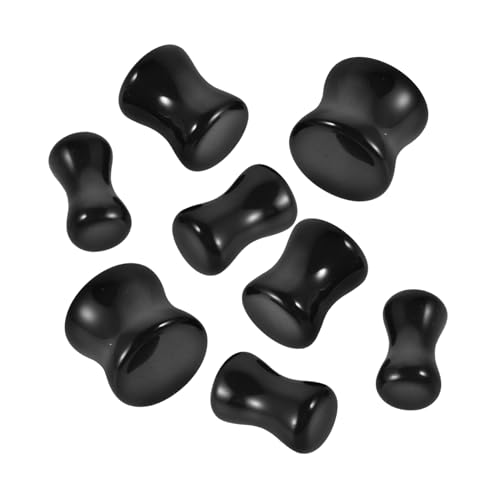 BESPORTBLE 4 Paare Obsidian Tunnel Ohrpiercing Schwarze Ohrstecker mit Glatter Oberfläche Allergiefreundlich für Damen Alltag Party Bühnenstil von BESPORTBLE