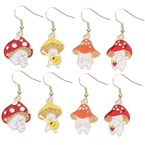 BESPORTBLE 4paare Pilzohrringe Für Damen Baumelnde Tropfenohrringe Ästhetischer Modeschmuck Seltsame Pilzaccessoires Lustige Ohrringe Für Teenager Und Mädchen von BESPORTBLE