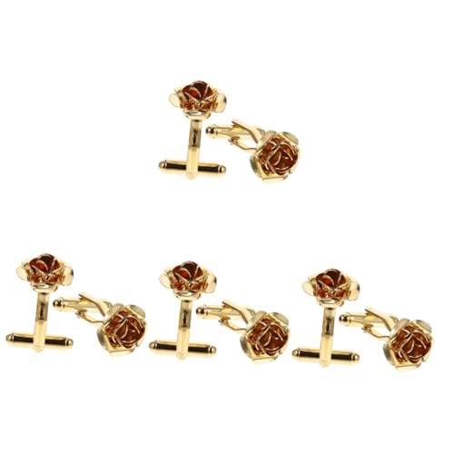 BESPORTBLE 4 Paare Rose Manschettenknöpfe Hochzeit Blumen- Nieten aus Trauzeugen Manschettenzubehör für Männer geblümte Hemdmanschettenknöpfe Manschettenknöpfe in Rosenform Kupfer Golden von BESPORTBLE