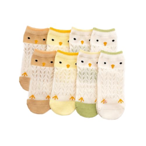 BESPORTBLE 4 Paare Rutschfeste Atmungsaktive Babysocken Dünn Leichte Frühlings Sommersocken mit Niedlichem Kükenmotiv für Jungen und Mädchen von BESPORTBLE