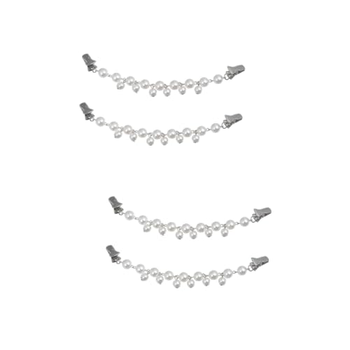 BESPORTBLE 4 Retro Strickjacken Clips mit Perlenkette Schmucknadel für Pullover und Schals Vielseitige Cardigan Klammern in Weiß Vintage Kragenspangen für Damen von BESPORTBLE