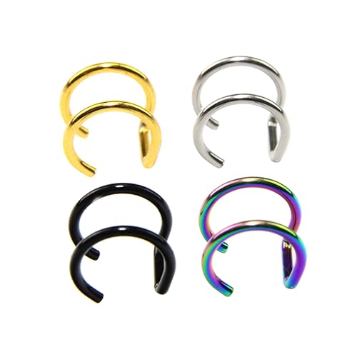 BESPORTBLE 4 STÜCKE Teiliges Nasenring Ohrclip C Form Nasenpiercing Schmuck Hoops in Schwarz Gold Stahlfarben und Bunt für Damen Ohrloch Sicher und Hautfreundlich von BESPORTBLE