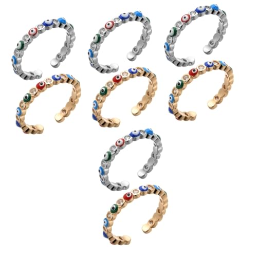 BESPORTBLE 4 Sätze Evil Eye Ring Damen Verstellbare Finger Ringe Platinbeschichtung Modischer Schmuck Für Frauen Accessoires 2 Stück * 4 von BESPORTBLE