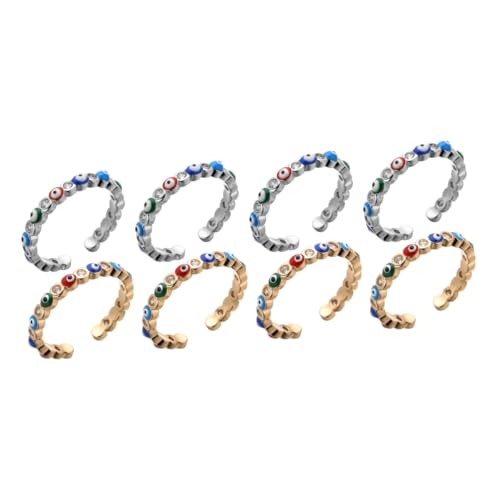 BESPORTBLE 4 Sätze Evil Eye Ring Für Damen Zirkonia Offener Finger Ring Verstellbar Elegantes Design Für Teenager Frauen 2 Stück * 4 von BESPORTBLE