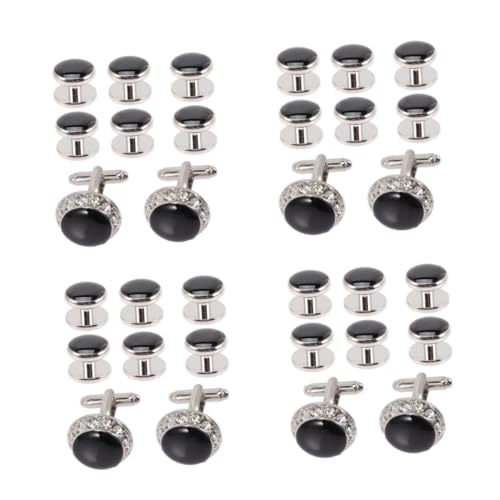 BESPORTBLE 4 Sätze Teiliges Rhinestone Manschettenknöpfe Für Herren Hochwertige Hemdknöpfe Für Smoking Anzug Hochzeit Krawattenklammern Für Besondere Anlässe Business Outfits 8 Stücke * 4 von BESPORTBLE