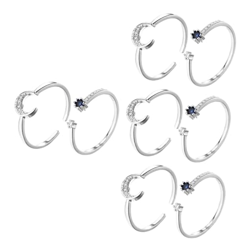 BESPORTBLE 4 Sätze Teiliges Verstellbare Ringe Für Frauen Modischer Schmuck Mit Blauem Mondmotiv Für Besondere Anlässe Wie Jubiläen 2 Stücke * 4 von BESPORTBLE