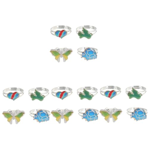 BESPORTBLE 4 Sätze Thermochromic Mood Rings Für Anpassbare Farbwechselringe Mit Cartoon Design Für Partys Besondere Anlässe 4 Stück * 4 von BESPORTBLE