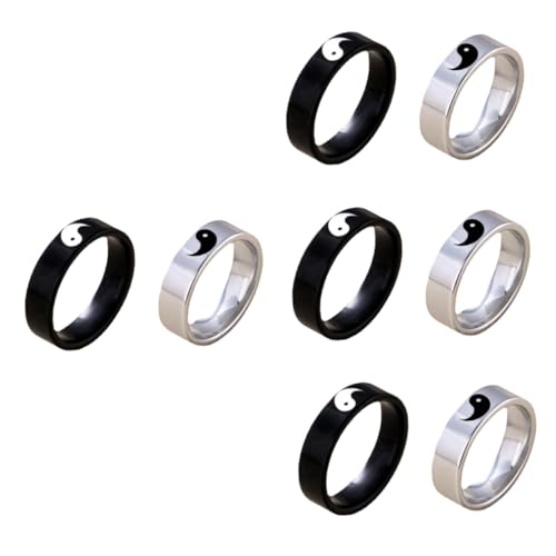 BESPORTBLE 4 Sätze Yin Ringe Für Verstellbare Balance Ringe Eheringe Verlobungsringe Für Männer Frauen Stilvoller Schmuck Für Besondere Anlässe 2 Stück * 4 von BESPORTBLE