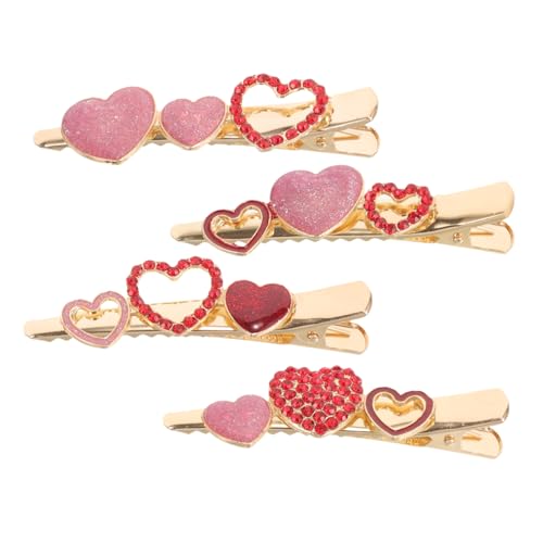 BESPORTBLE 4 Stck Teiliges Herz Haarclips mit Funkelnden Strasssteinen Kleine Haarklammern für Damen Vielseitiger Haarschmuck für Partys Alltag Valentinstag und Besondere Anlässe von BESPORTBLE