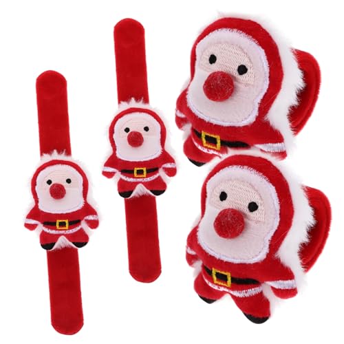 BESPORTBLE 4 Stck Teiliges Klatscharmband mit Niedlichem Plüsch Santa Design Bunte Slap Wristbands für Mädchen Einfach Anzuziehen Komfortabel und Vielseitig als Partygeschenk und Geeignet von BESPORTBLE