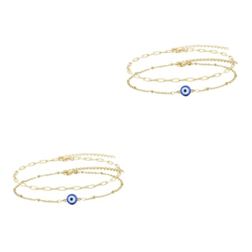 BESPORTBLE 4 Stck Verstellbares Set Goldfarbenes Armband mit Blauem Bösem Auge Langlebiges Legierungs Amulett Modisches Evil Eye Schmuckstück für Damen und Herren Vielseitiges Boho Design von BESPORTBLE