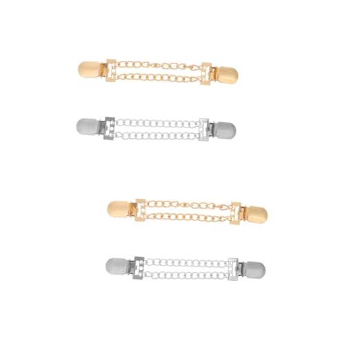 BESPORTBLE 4 Stck. Modische Teiliges Cardigan Clips aus Metall mit Kette Vielseitige Kragen Clips für Pullover Strickjacken Schals und Kleider Dekorative und Sichere Verschluss Spangen für von BESPORTBLE