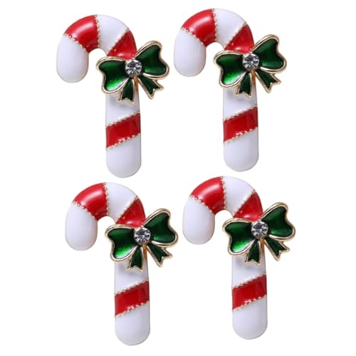 BESPORTBLE 4 Stck. Weihnachtliche Set Broschen Walking Stick mit Handgefertigte Party Broschen in Weiß Rot und Grün Festlicher Schmuck für Kleidung und Taschen von BESPORTBLE