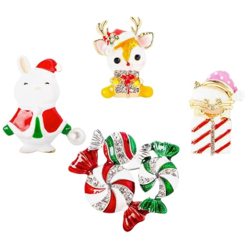 BESPORTBLE 4 Stck. Weihnachtsbrosche Niedliche Cartoon Anstecknadel für Kleidung Hochwertige Metall Brosche für Damen und Herren Geschenkidee für Besondere Anlässe Wie Weihnachten und Neujahr von BESPORTBLE