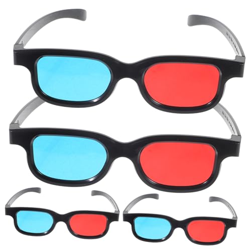 BESPORTBLE 4 Stück Brillen aus Kunststoff für Tv und Projektor Rote Blaue Anaglyphenbrillen Leicht und Robust für Realistischen von BESPORTBLE