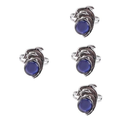 BESPORTBLE 4 Stück Farbwechsel Ring für Damen Herren Einstellbarer Open Ring mit Temperaturänderung Kreativer Schmuck für Emotionen oder Accessoire von BESPORTBLE