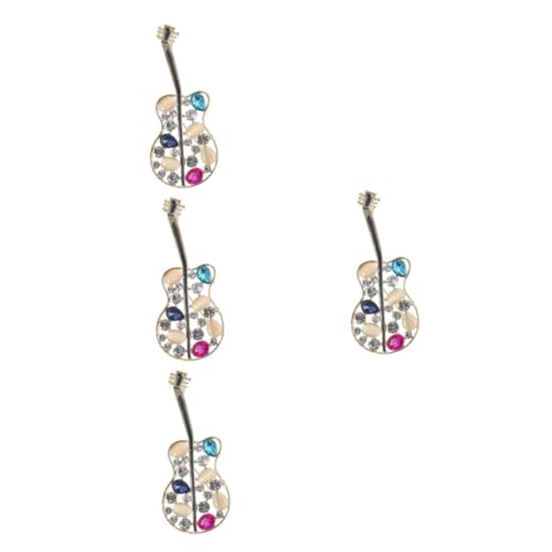 BESPORTBLE 4 Stück Gitarrenbrosche Mini Gitarren Brosche Musikinstrument Brosche Musikbrosche Musikbrosche Strass Gitarren Brosche Musik Brosche Instrumenten Brosche Anstecknadel von BESPORTBLE