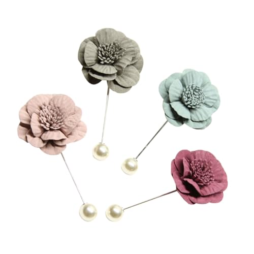 BESPORTBLE 4stücke Teilige Herren-broschennadeln Mit Blumenmotiv Für Anzüge Hochzeit Corsage Handgefertigte Anstecknadeln von BESPORTBLE