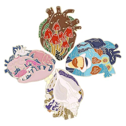 BESPORTBLE 4 Stück Herz Brosche Pin Teiliges Farbige Ölmalerei Design Dekorative Anstecknadel für Kleidung Taschen Rucksäcke Hüte Kreatives Accessoire für Einen Einzigartigen Look von BESPORTBLE