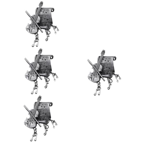 BESPORTBLE 4 Stück Musiknoten Brosche Anstecknadel Vintage Brosche Gitarrenbroschen Musikdekor Hat Schal Anstecknadel Hut Anstecknadel Musikinstrument Brosche Metall Brosche von BESPORTBLE