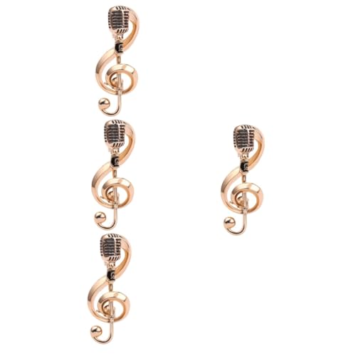 BESPORTBLE 4 Stück Musiknoten Mikrofon Brosche Pin Vintage Anstecknadel für Damen Dekorative Modebrosche für Kleidung Elegantes für Frauen Stilvoller Schmuck für Geburtstag und Alltag von BESPORTBLE
