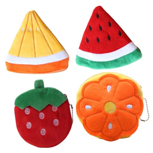 BESPORTBLE 4 Stück Niedliche Kleine Obstform Münzbörse Teiliges aus Weichem Plüsch Kleines Portemonnaie für Münzen Kreditkarten Kompakte Geldbörse für Frauen und Mädchen für Alltag und Party von BESPORTBLE