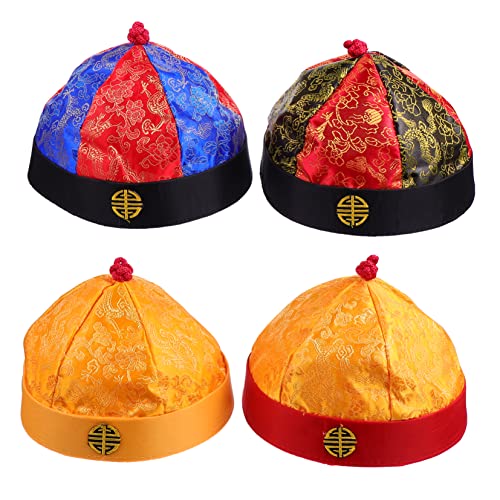BESPORTBLE 4 Stück Prinzenhut Aus Der Qing Dynastie Retro Stoffhüte Im Kostümhut Stil Zopf Traditioneller Chinesischer Hut Chinesischer Kaiserhut Chinesischer Hut Rollenspielhut von BESPORTBLE
