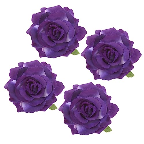 BESPORTBLE 4 Stück Simulierte Rosenhaarnadel zierlicher Satinstoff in Rose gefälscht Accessoires für Rosenhaare Blumen Tuch Haarstyling-Clips Haarspange zur Hochzeit Violett von BESPORTBLE
