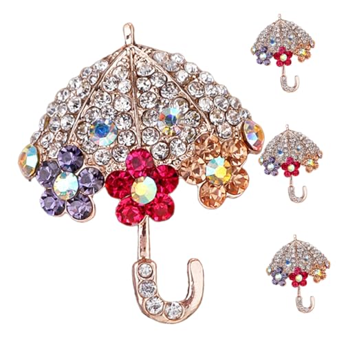 BESPORTBLE 4 Stück Strass Regenschirm Brosche Damen Anstecknadeln Elegantes Design Modisches Accessoire Für Kleidung Schals Und Kleider Funkelnde Schmucknadeln Für Frauen von BESPORTBLE