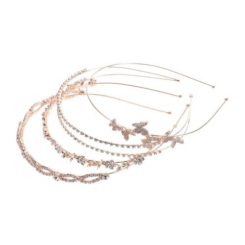 BESPORTBLE 4stücke Haarschmuck Mit Blättern Elegante Prinzessinnenkronen Haarreifen Band Blume Kopfschmuck Elegant Haar Stirnband Funkelnd Braut Strass Tiara Für Frauen Mädchen Hochzeit Acces von BESPORTBLE